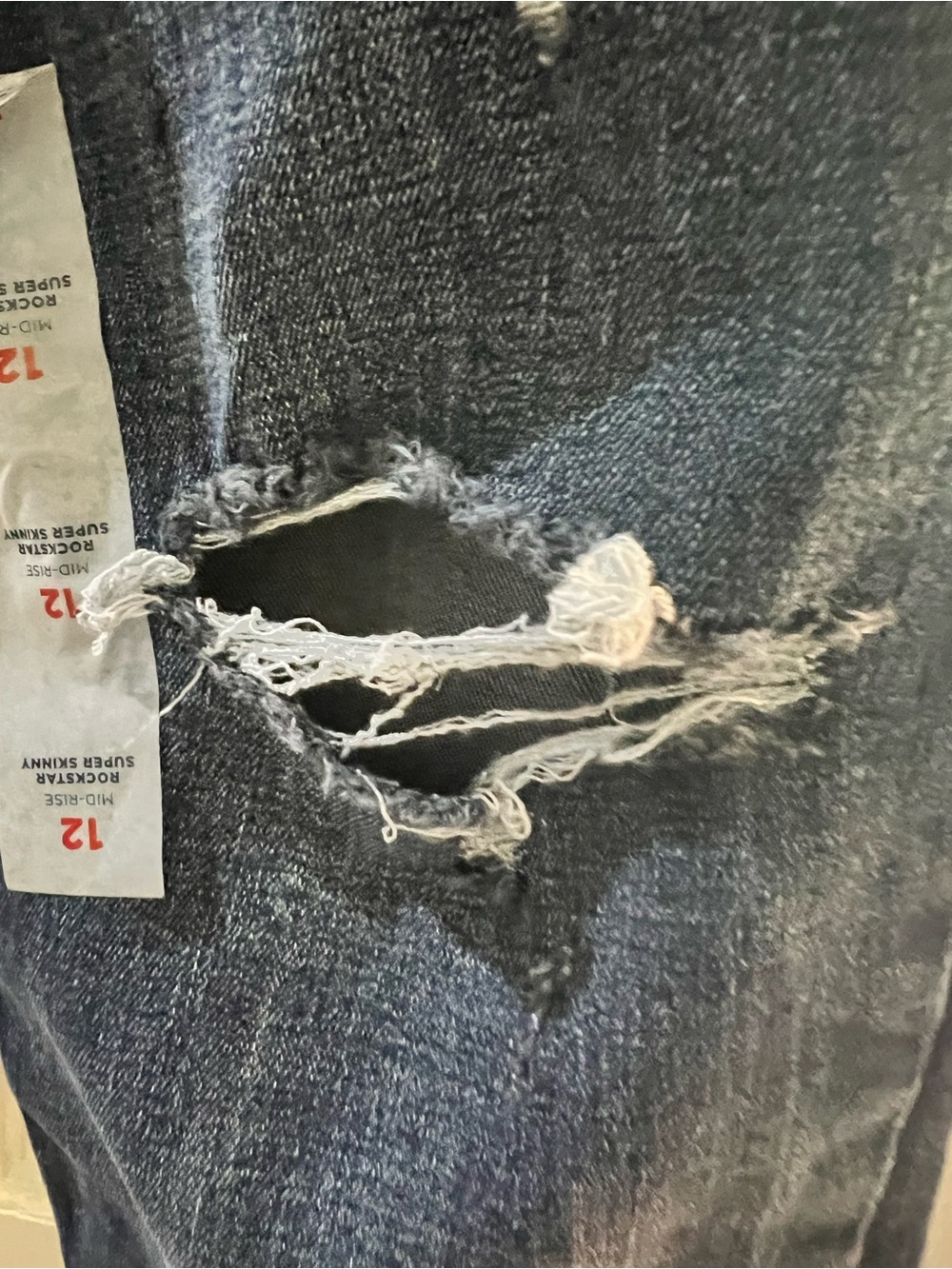 Old Navy Dark Distressed Rockstar Super Skinny Jeans - Picture 5 of 9
